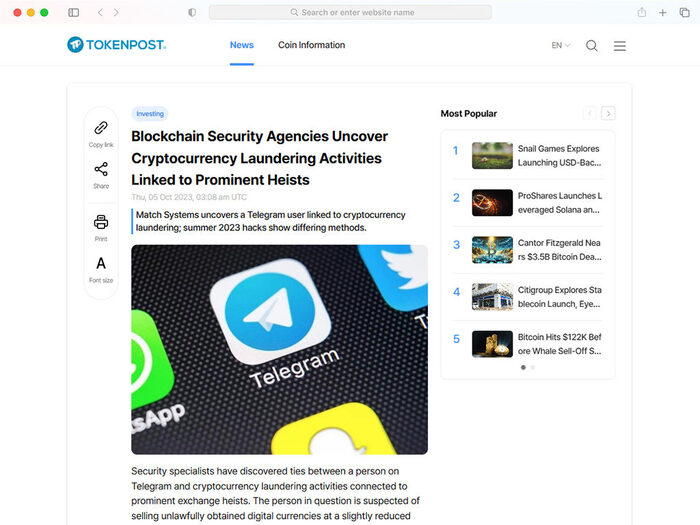 Blockchain Security Agencies Uncover Cryptocurrency Laundering Activities Linked to Prominent Heists