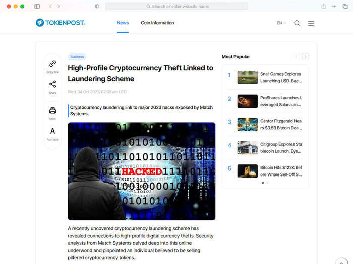 High-Profile Cryptocurrency Theft Linked to Laundering Scheme