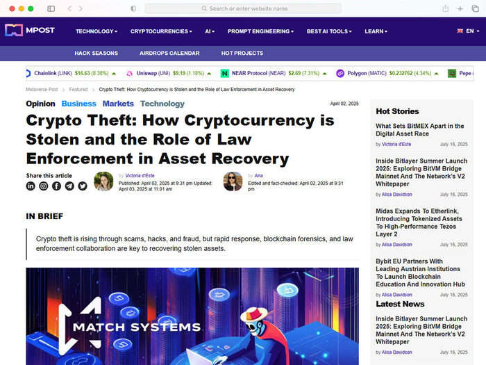 Crypto Theft: How Cryptocurrency is Stolen and the Role of Law Enforcement in Asset Recovery